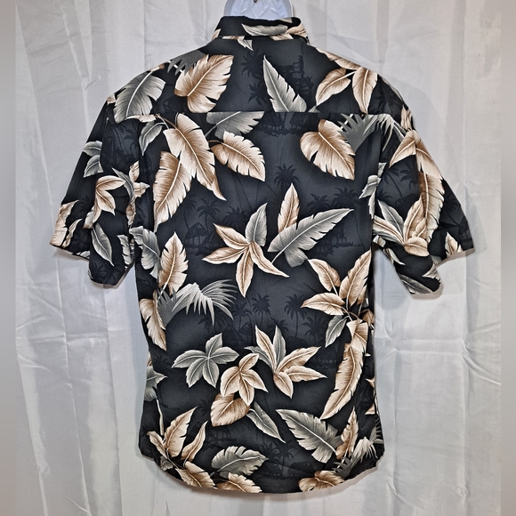Hawaii Style Short Sleeve Button-up Shirt Men's M Black/Tan Saddlebred One Pkt. - Picture 3 of 5